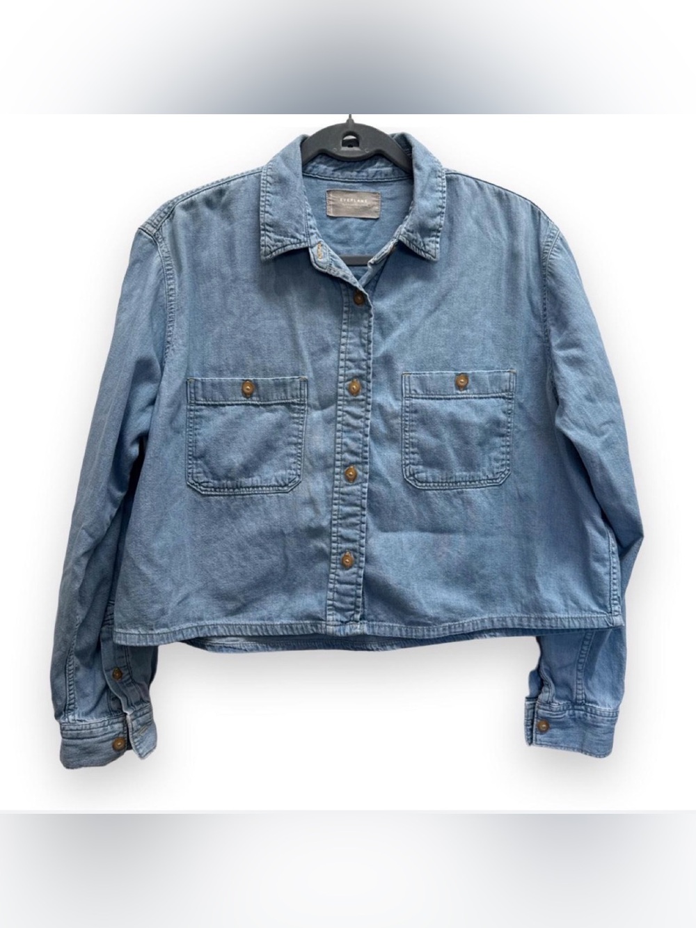 Everlane The Cropped Denim Shirt Size M